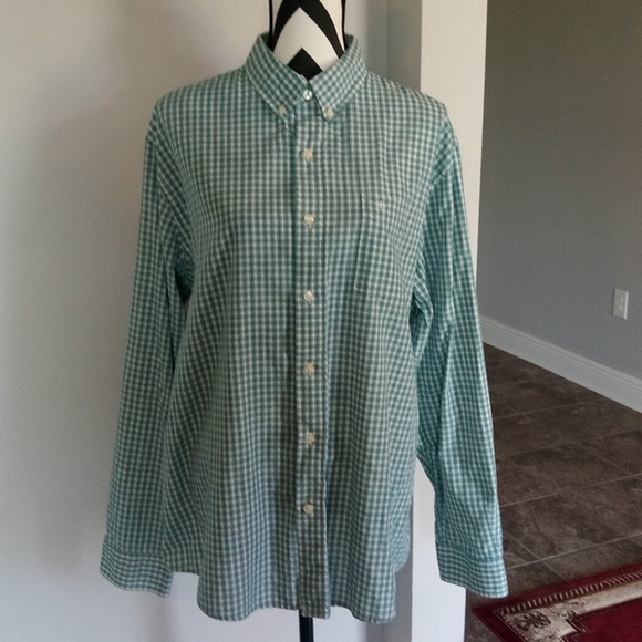 Men's Dockers Green Plaid XL Shirt - Picture 2 of 6